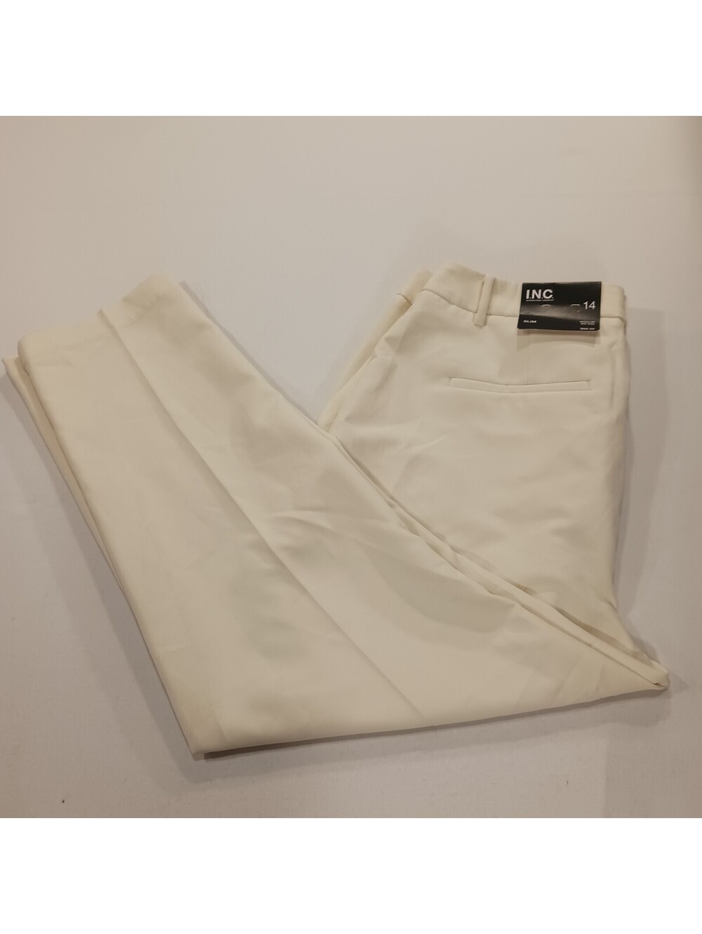 I.N.C. International Concepts Mid-Rise Women's Cream Slim Pants Size 14 (34×26)